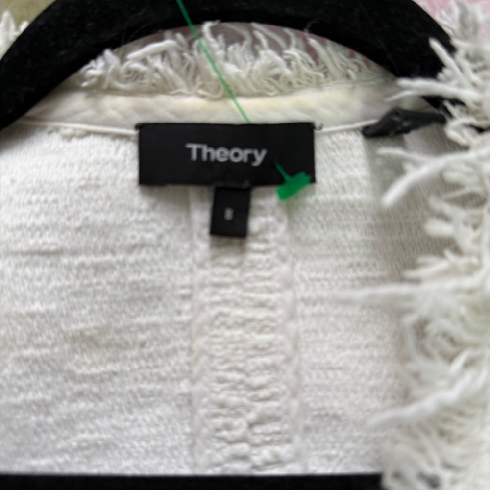 Theory Cream Tweed Frayed Fringe Jacket - Picture 2 of 7